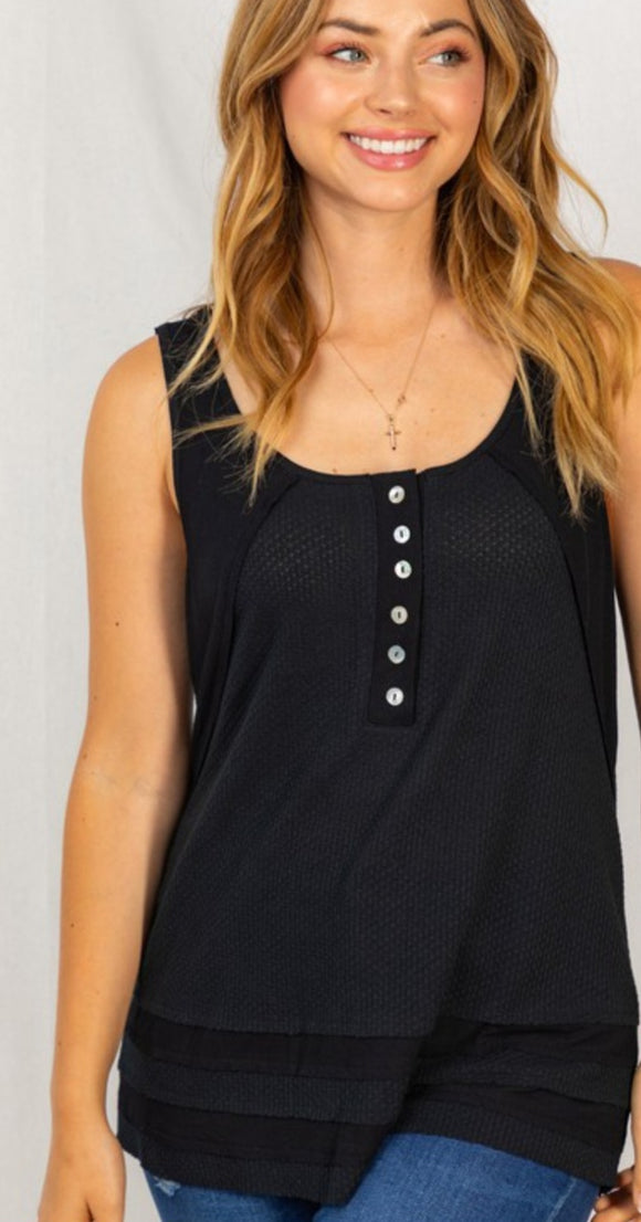 tiered solid knit tank top