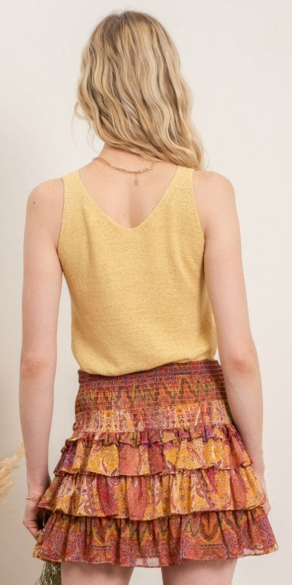 yellow-solid knit pullover tank