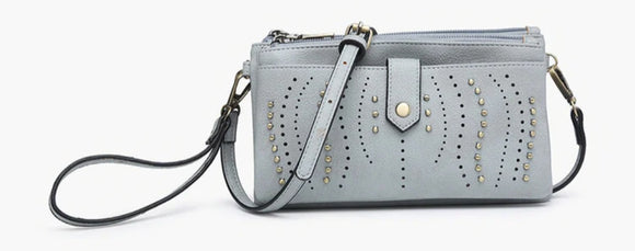 Ayra Studded Wallet- dusty blue