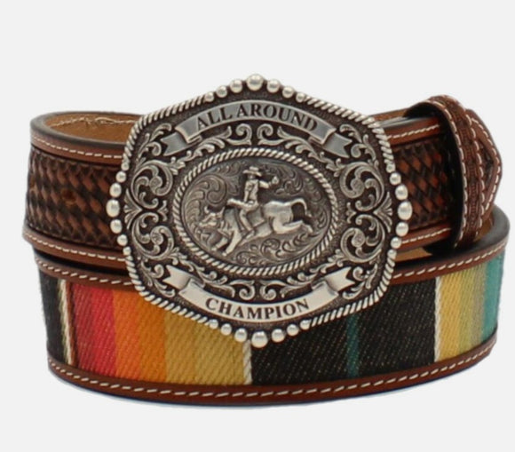 3D Belt Co® Boys Bull Rider Buckle Serape Leather Belt d120001408