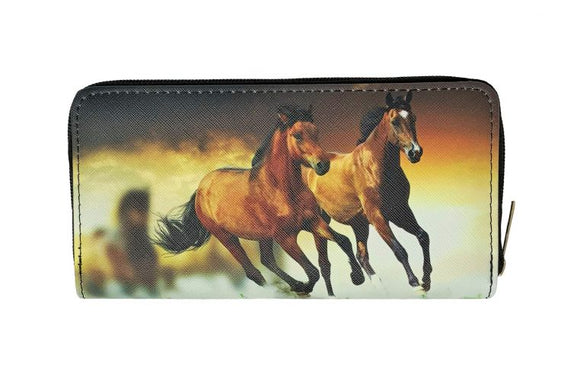 2 running horse printed wallet
