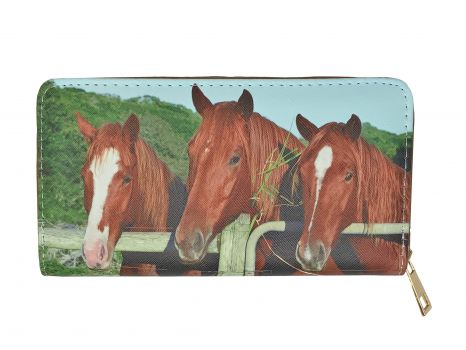 3 horse head printed wallet