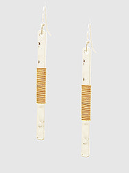 silver bar with gold twisted wire earrings