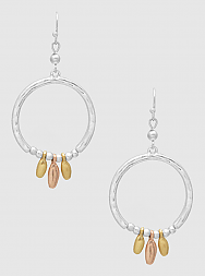 silver hoops with gold and rose gold dangles