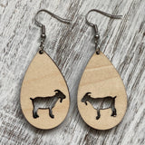 animal wood earrings