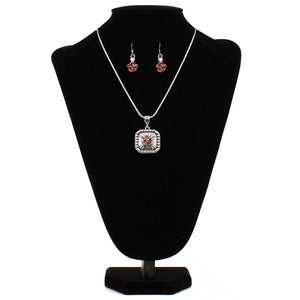 Blazin Roxx Western Womens Necklace Jewelry Set Rose Concho Pendant Silver 29084