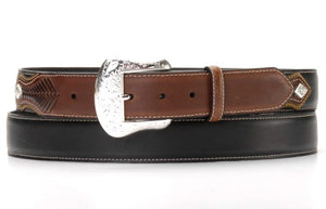 Nocona Black/Brown Leather Mens Silver Concho Arrow Belt #N2475401