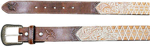 Hooey Mens Roughy Floral Geometric Tooled Pattern Leather Belt 1675be2