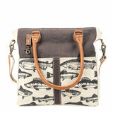 Brown Back Drop With Fish Canvas Tote
