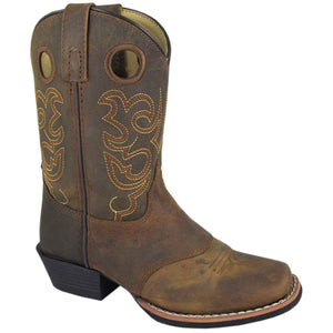 Smoky Mountain Kid's Sedona Brown Distress Square Toe Western Boots 3345