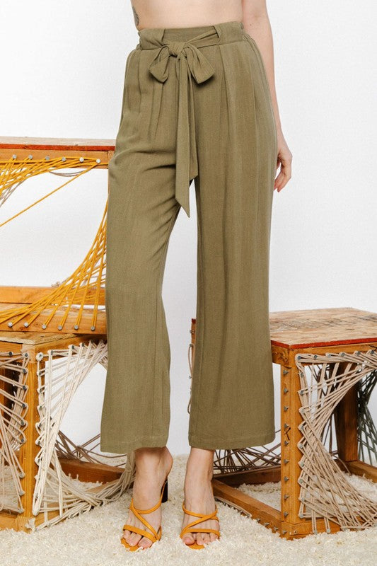 Olive women’s linen high waisted pants