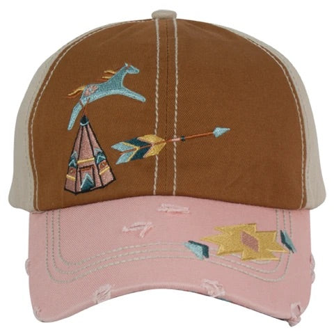 Blush and brown teepee hat