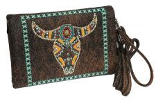 Brown wallet with steer head