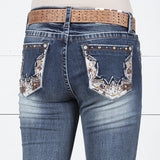 34" inseam- Grace In La Western Cowhide Relaxed Fit Jeans #EB61467
