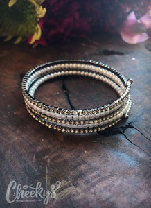 Rhinestone and pearl slinky bracelet