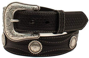 Nocona Western Belt Mens 1 1/2" Contrast Stitch Round Black N210000701