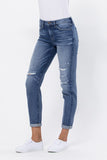 MID RISE TOMBOY SKINNY JEANS WITH DESTRUCTION