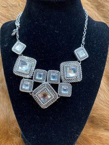 Square rhinestone necklace