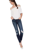Kan Can Women's Mid Rise Destroyed Skinny Jeans - KC8001