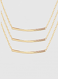 3 strand gold bar necklace