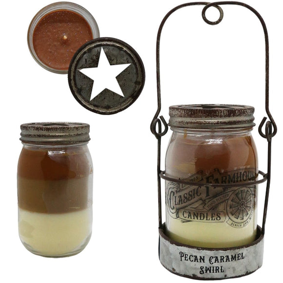 Pecan Caramel Swirl 14 oz 3 Layer Jar Candle
